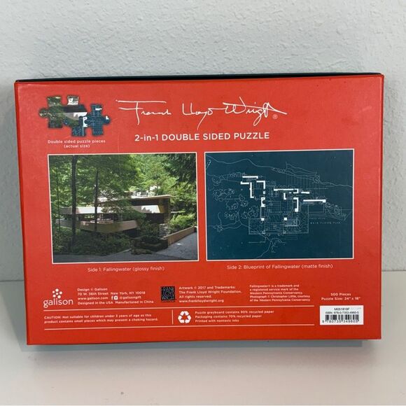 Galison Frank Lloyd Wright Falling Water Double-Sided Puzzle 500pc - Picture 3 of 5